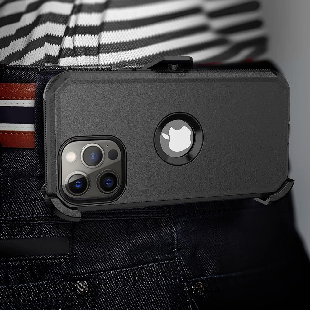 Phone Case for iPhone 13 Pro Max Phone, Heavy Duty Hard Shockproof Armor Protector Case Cover with Belt Clip Holster for Apple iPhone 13 Pro Max 5G 2021 Phone Case (Black) - Image 7