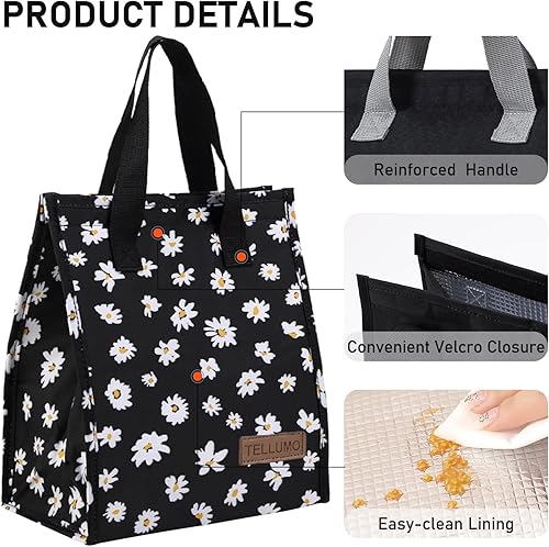Miniatura 4 de TELLUMO Bolsa de almuerzo, bolsa de almuerzo aislada para mujeres y hombres, contenedor grande reutilizable a prueba de fugas para oficina, trabajo,