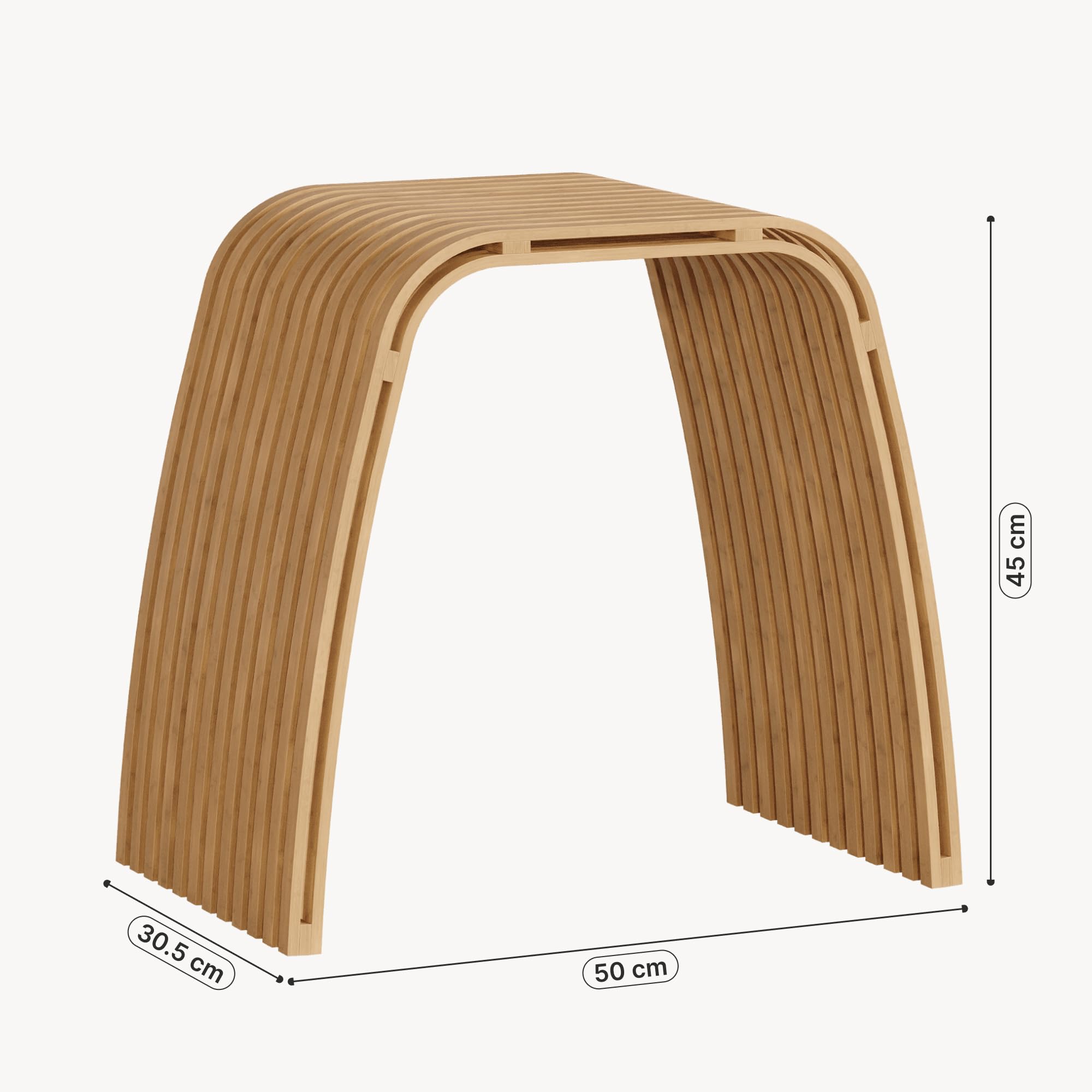 [en.casa] Seduta Multiuso in Bambù per Bagno Sgabello Basso da Ingresso Poggiapiedi Piano d'Appoggio per Soggiorno Camera da Letto 45 x 50 x 31 cm - Naturale