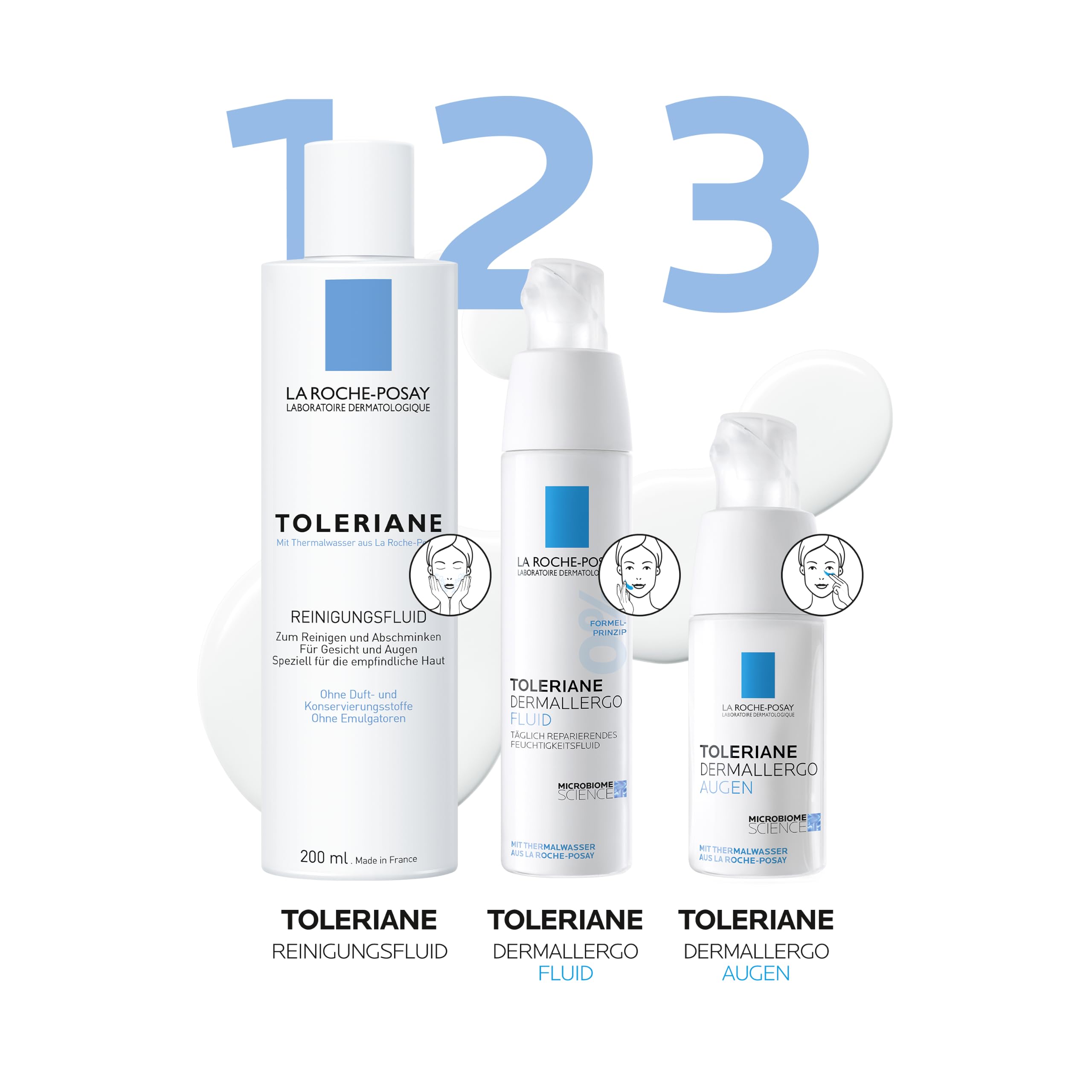 La Roche Posay Regenerierendes Gesichtsfluid für empfindliche und zu Allergien neigende Haut, 48 Stunden Feuchtigkeit, Mit Sphingobioma, Neurosensinen und Niacinamid, Toleriane Dermallergo, 40 ml