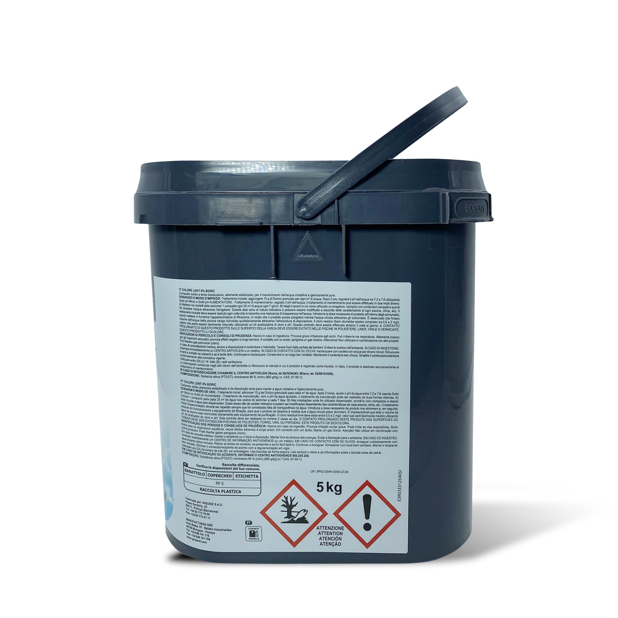 Gre 90010NB Cloro Lento Zero Borico in tavolette da 250 gr, 5kg