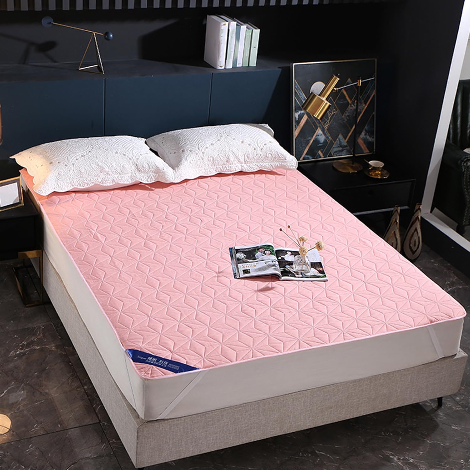 LDLCYCN ,pink1,150 * 200cm/QUEEN, Waterproof Mattress Protector Cover Bed Pad Cover with 4Corner Elastic Band