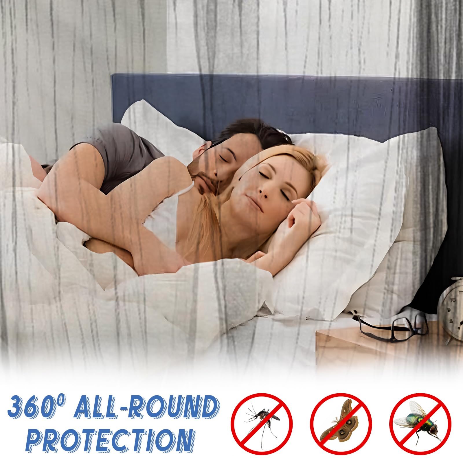 ACTOYS Zanzariera Letto, Zanzariera Quadrata Grandi Dimensioni, Universale Zanzariera per Letto Singolo Matrimoniale,Zanzariera Baldacchino per Terrazzo Gazebo Tenda da Sole Campeggio (Nero-1 porta)