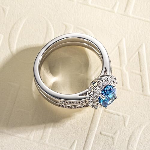 Miniatura 5 de Cubic Zirconia Engagement Rings Set Oval CutEmerald CutRound Cut 5A Grade CZ Anniversary Promise Wedding Band Rings for Women