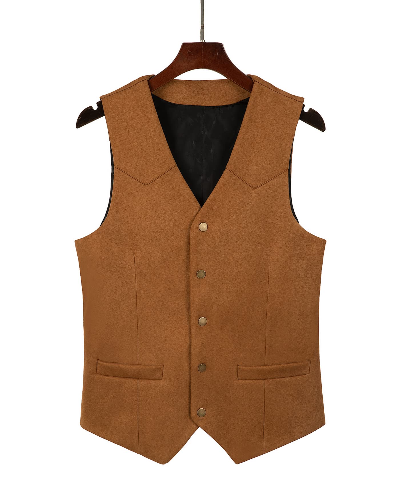 Tuikayoo Gilet de costume en daim pour homme, style cowboy, Western, coupe normale