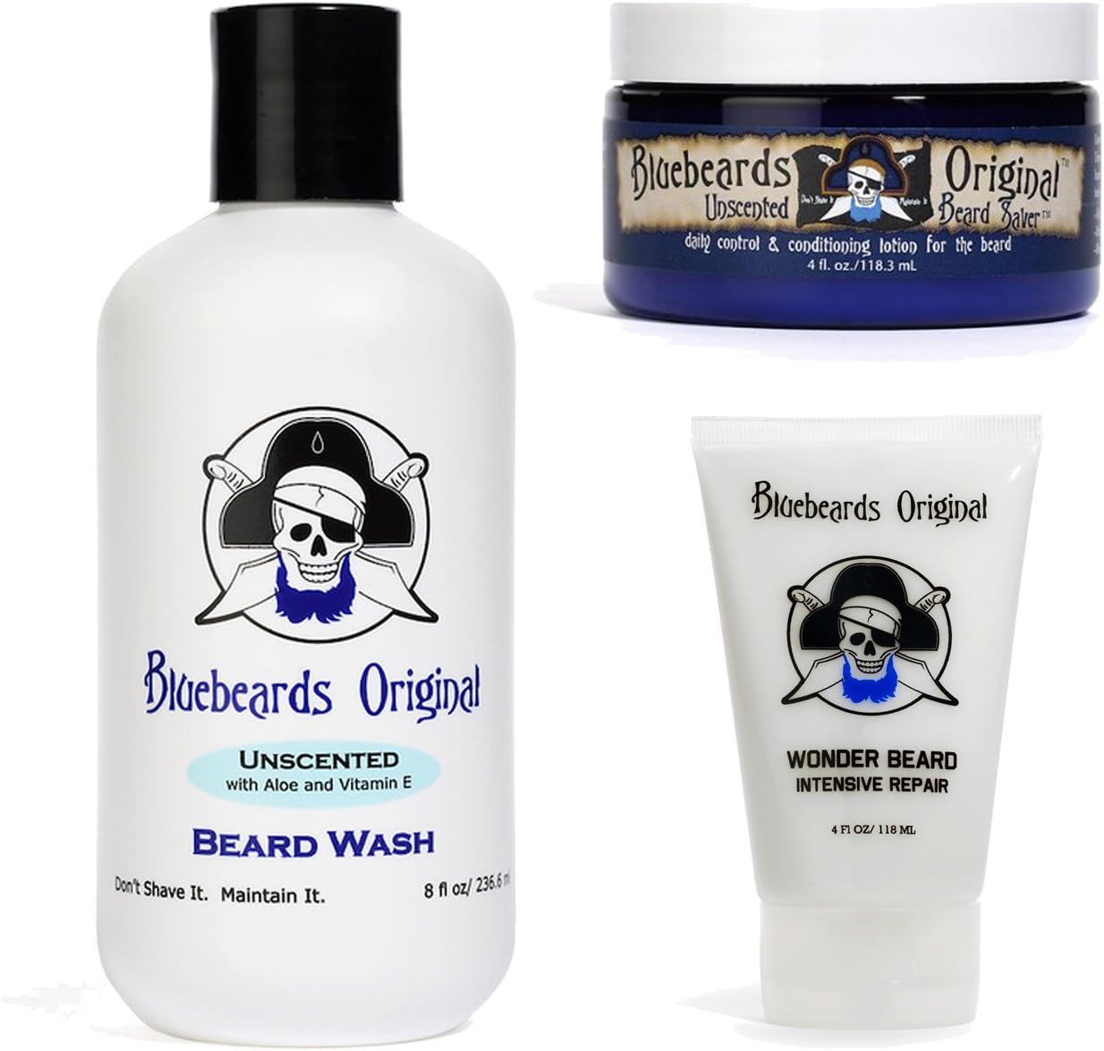 Bluebeards Gift Set (Unscented Beard Wash, Beard Saver, Wonderbeard)
