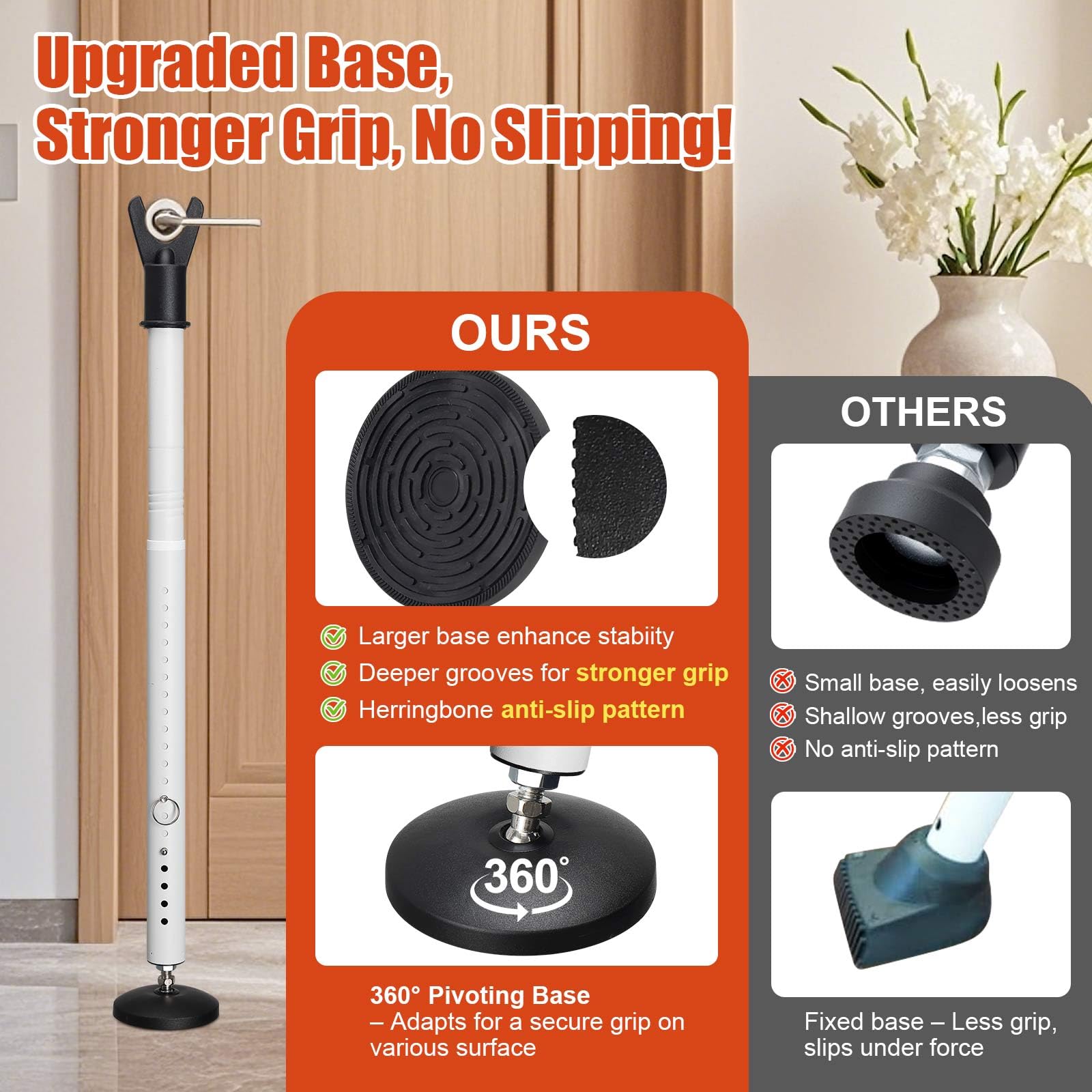 Barra de seguridad para puertas corredizas y ventanas, barra antirrobo resistente, ajustable de 35 a 42 pulgadas, barra de bloqueo de seguridad para puertas de patio, cocina, balcón, deslizadores
