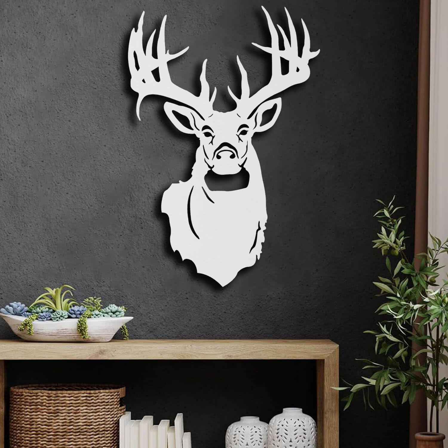 Décoration murale métal d'art minimaliste : sculpture de cerf haut de gamme