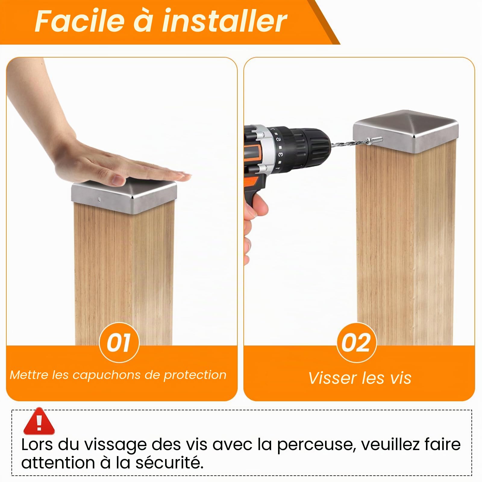 10 Pièces Chapeaux poteau acier galvanisé 7x7 cm, forme pyramidale métal – résistant intempéries & UV, anti-pluie – vis incluses – pour poteaux bois & clôtures – parfait jardin, carport, terrasse