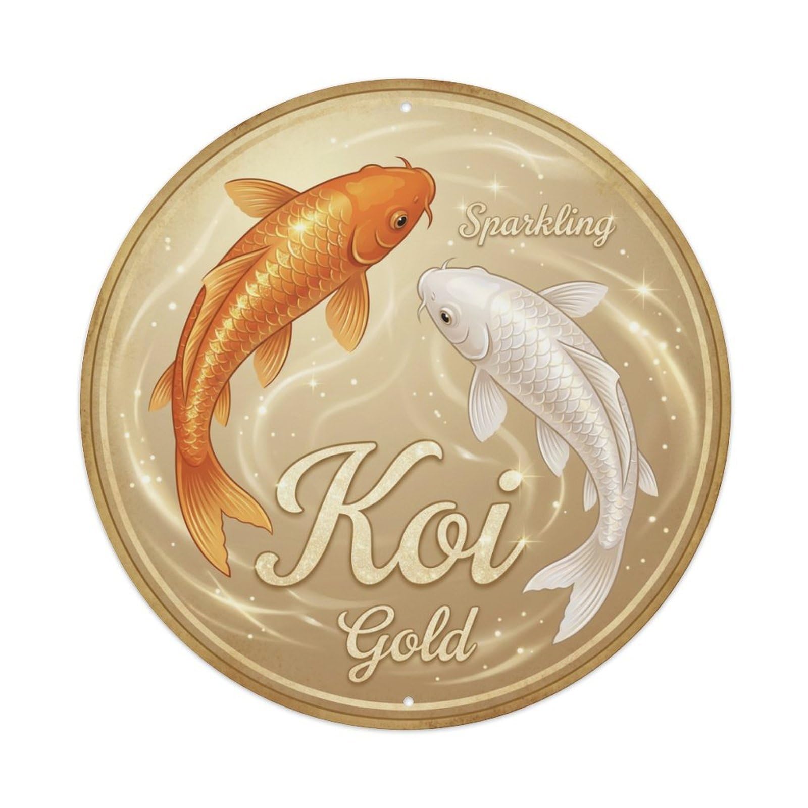 Koi Fish Champagne Gold Waters Sparkling Elegant Luxurious Refined 1 Metal Tin Sign