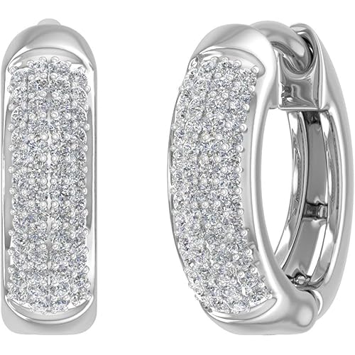 10K Gold Round Diamond Ladies Huggies Hoop Earrings (1/4 Carat)