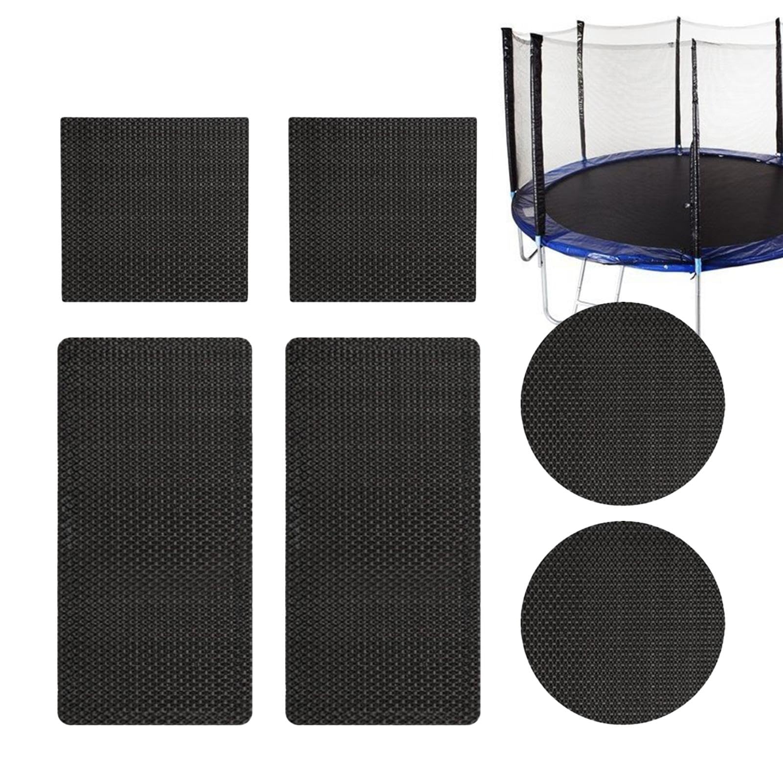 Set Di 4 Toppe Autoadesive Per Trampolino – 2 Rotonde (ø10 Cm) + 2 Quadrate (10x10 Cm) – Ripara Teli, Reti E Tappeti - 6