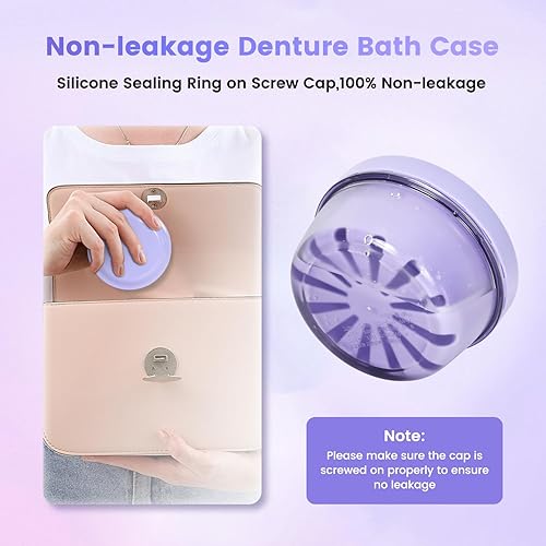 Miniatura 3 de LEAFTOL Estuche de baño para dentaduras postizas, taza de ortodoncia con colador, taza limpiadora de prótesis a prueba de fugas, fácil de limpiar y