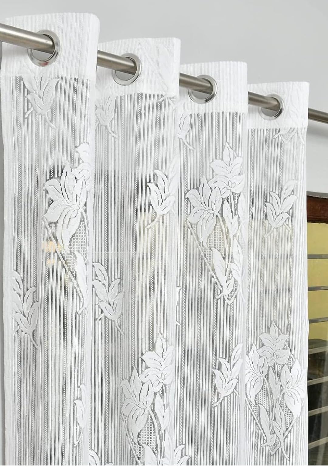 Floral Door Curtains - Soft Sheer Panels FREE SHIPPING -3