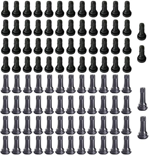 QISF - 100 piezas TR413 y TR414 de longitud estándar de goma negra para orificios de llanta sin cámara de 0.453 pulgadas y 0.453 in (50 piezas TR413