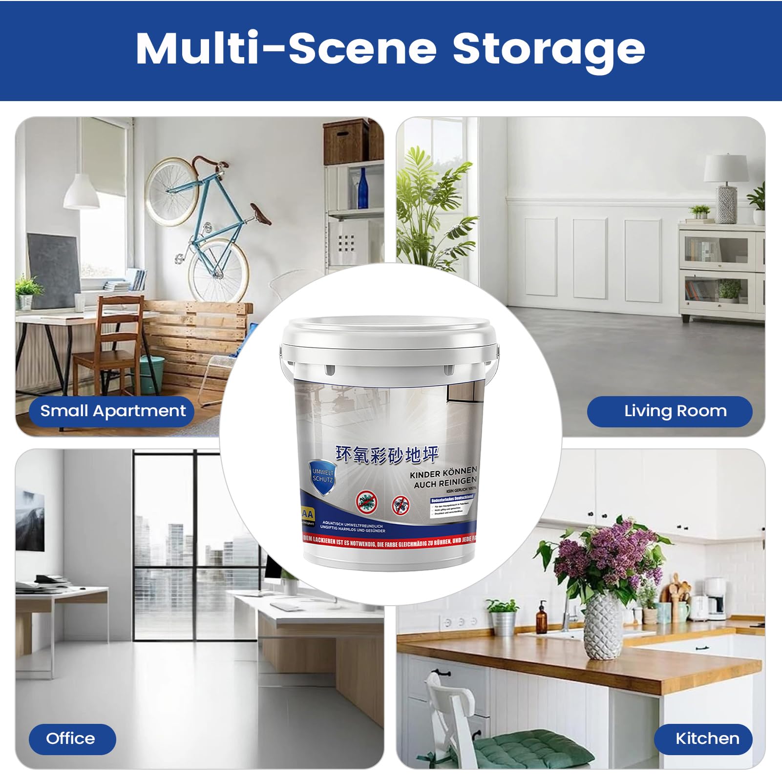 Garage Floor Paint,Self Leveling Wear Resistant | Epoxy Sand Paint for Concrete - for House Home Dorm Apartment Indoor Shower Room Garage Concrete Building - 4