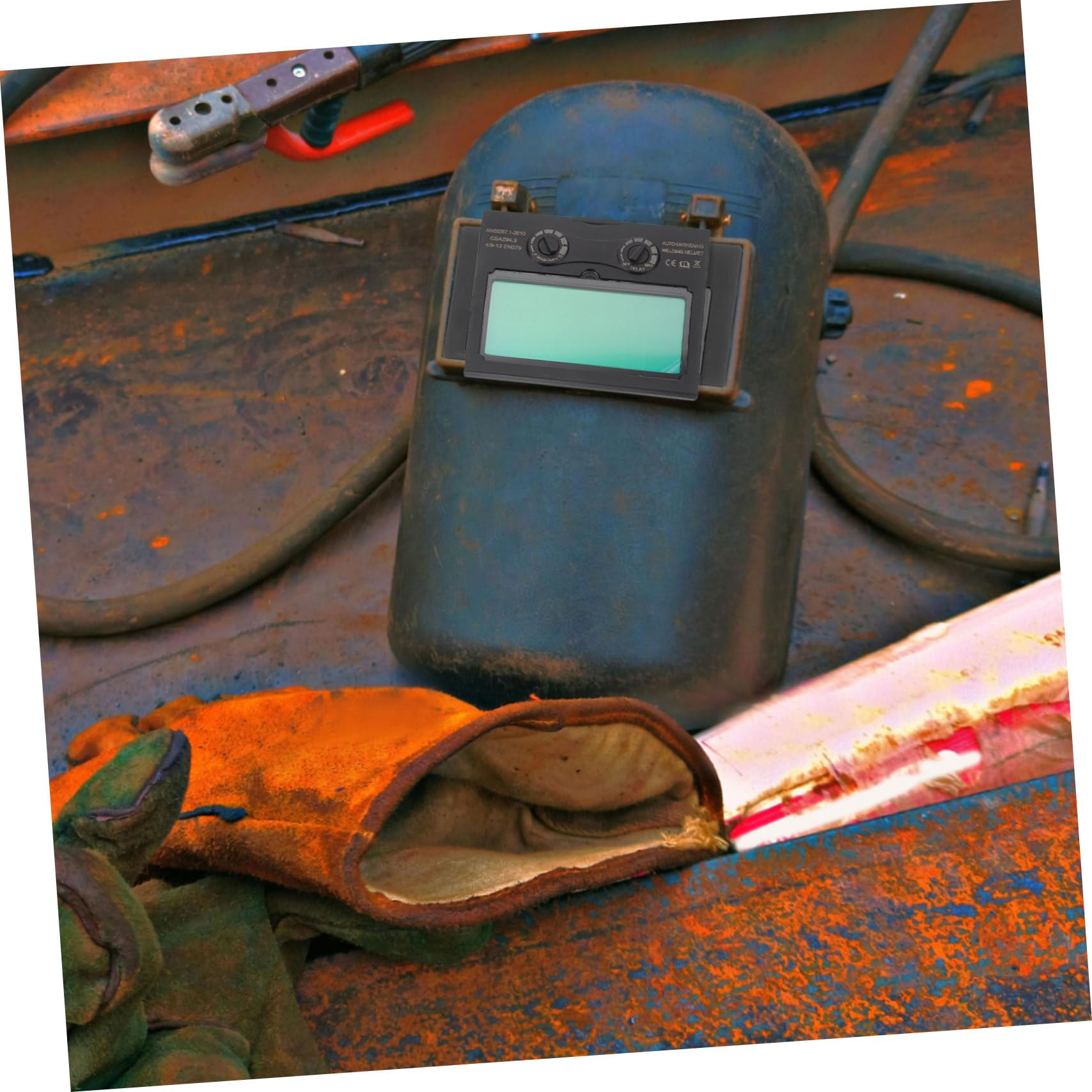 SHINEOFI de Soldadura Oscurecimiento Automático Solar LCD Soldadura Compatible con Casco de Soldador