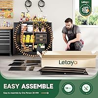 Vista 9 de Letaya Armarios de Almacenamiento de Metal con Cerradura, Pequeños Armarios de Acero con 2 Puertas y Estantes Ajustables para Hogar, Oficina, Negro