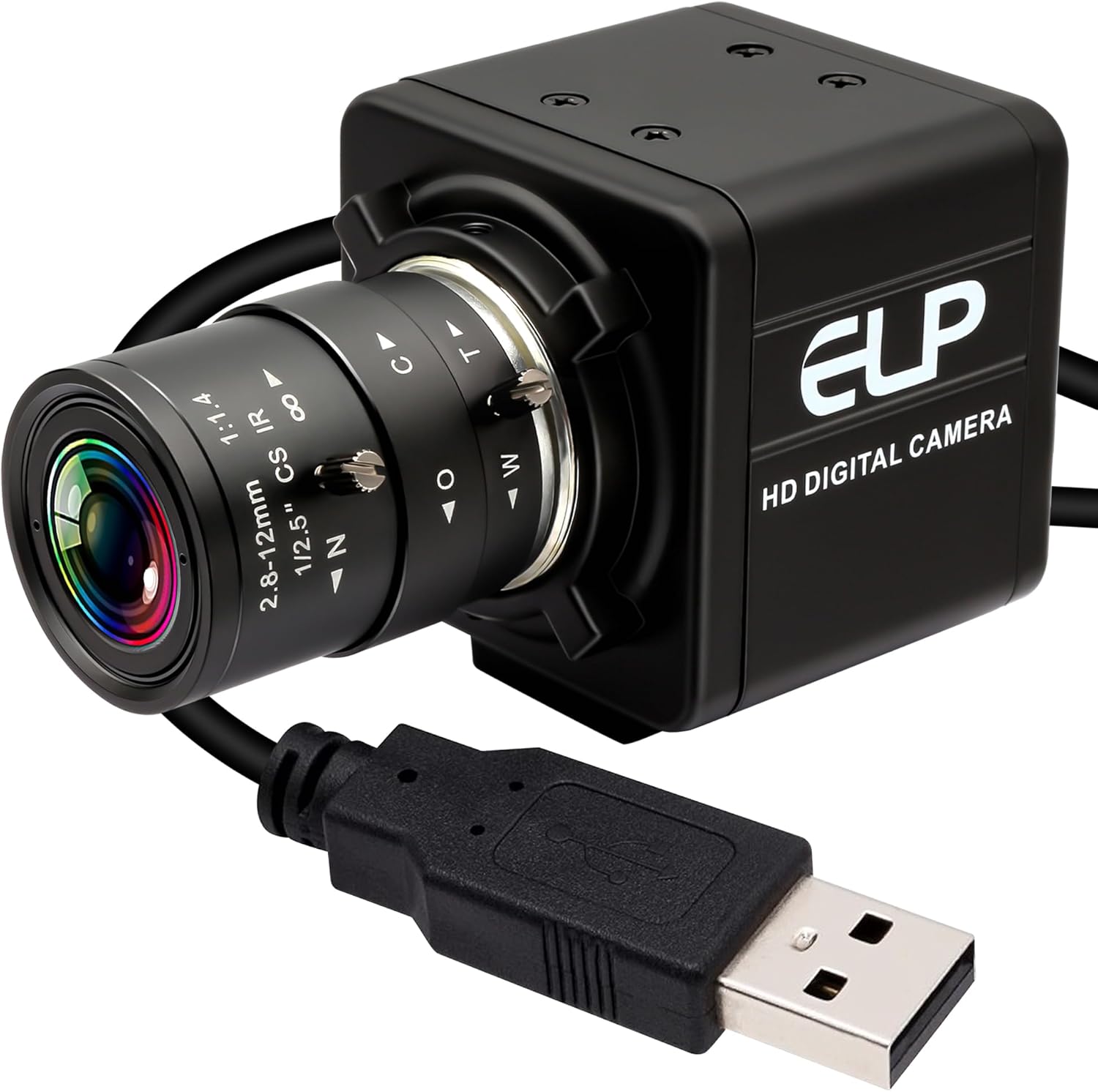 1080P USB Camera with Microphone Manual Zoom 2.8-12mm Webcam Variable Focus PC Camera H.264 Mini UVC USB2.0 USB with Camera for Computer Audio Video Close-up Camera Varifocal Lens Web Camera