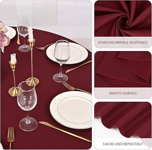 Miniatura 225 de Pesonlook Paquete de 4 manteles redondos blancos de 90 pulgadas, mantel de poliéster para mesas redondas, mantel lavable, resistente a las manchas