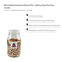 Vista 99 de 3/8" x 2" - Paquete de 500 pasadores de madera - Secados al horno, estriados y biselados (3/8" x 2", 500 unidades)