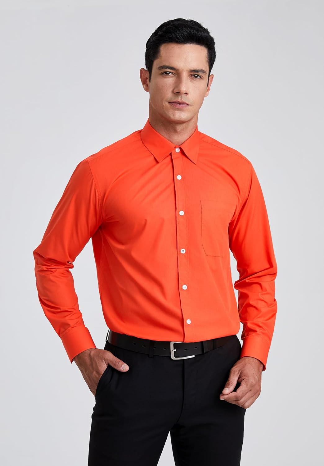 HISDERN 101C Men's Dress Shirts Long Sleeve Easy Care Quick Dry Breathable Regular Fit Formal Business Casual S-4XL - Image 2