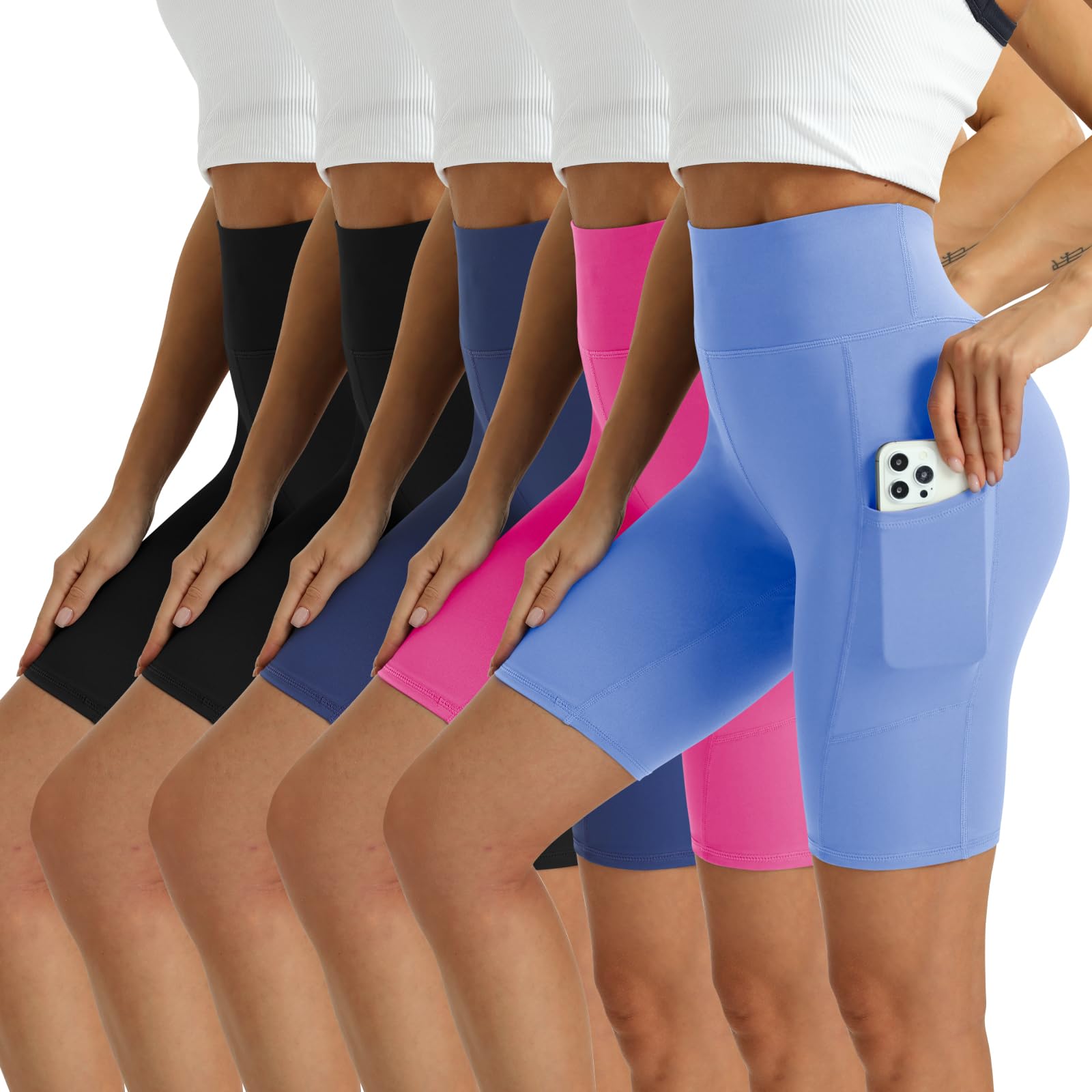 Women's High Waisted Biker Shorts 5 Pack