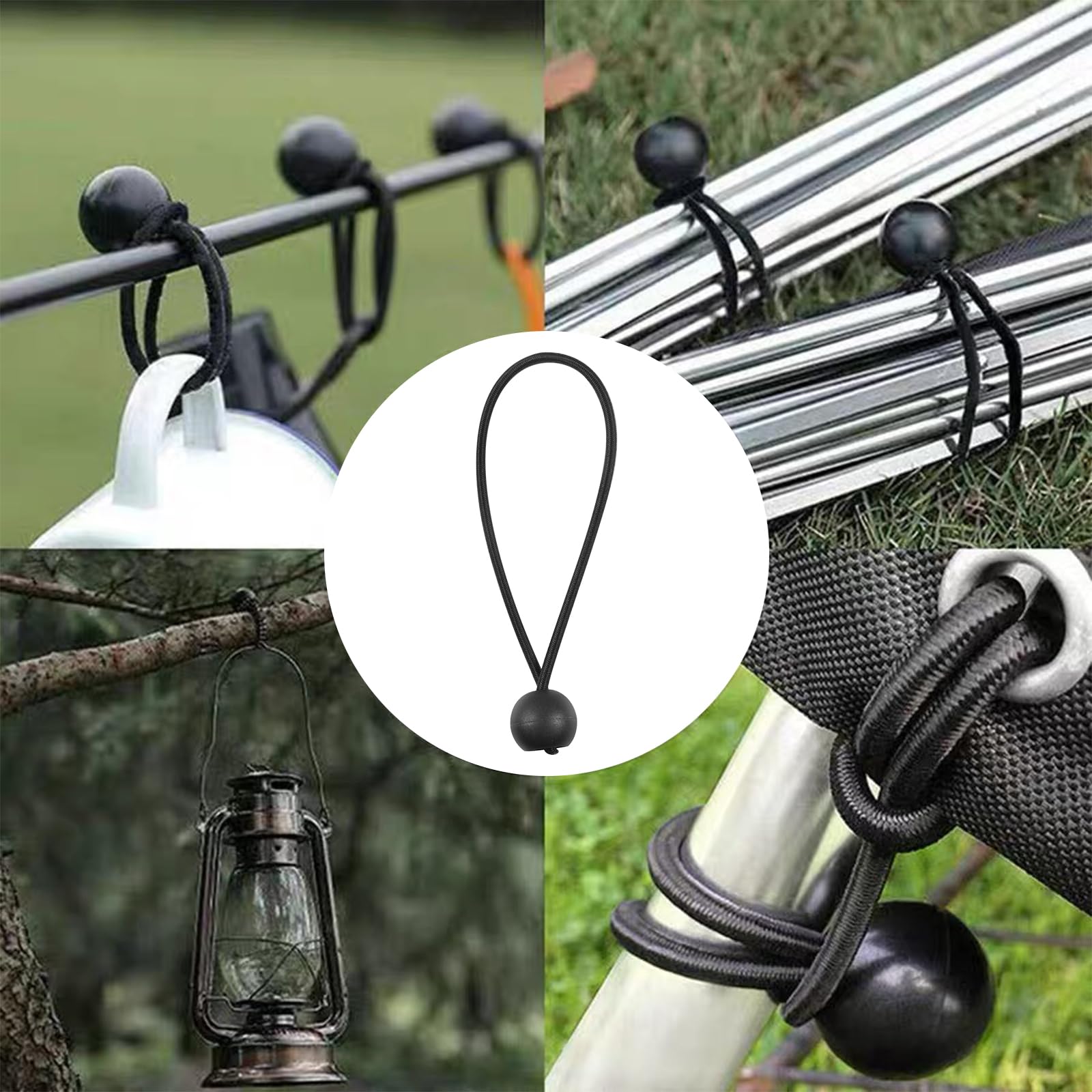 50 Pcs Tendeur à Boule Élastique Noir , Tendeur De Bâche Pour Pavillon Camping Tente Cordons Rideaux Harnais Extension 10cm 95040222