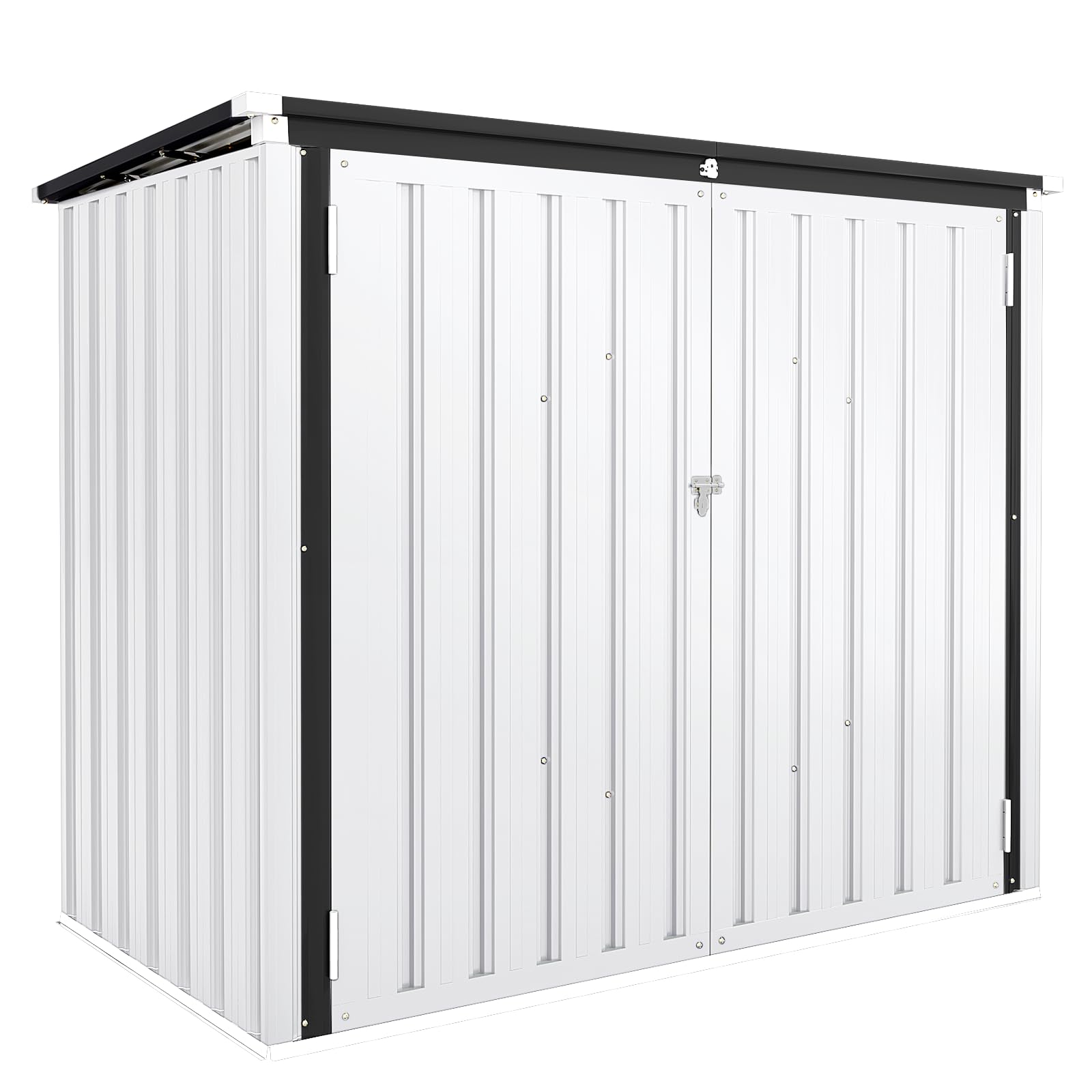 U-MAX 1.5x0.8m Garden Storage Box Shed, Metal Outdoor with Double Door, Waterproof Bin, White