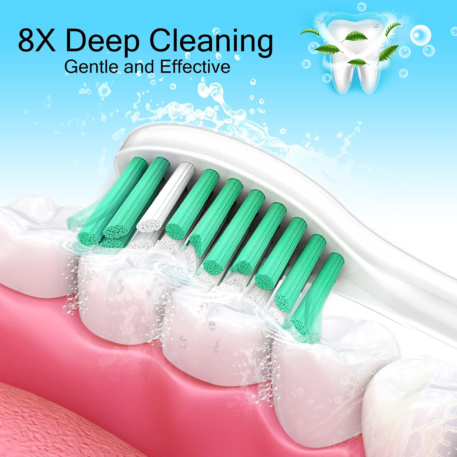 Toptheway Replacement Toothbrush Heads Compatible with Philips Sonicare E-Series Essence Xtreme Elite Advance HX7022/66 HX5610 Screw-on Electric Brush Handle, 4 Pack