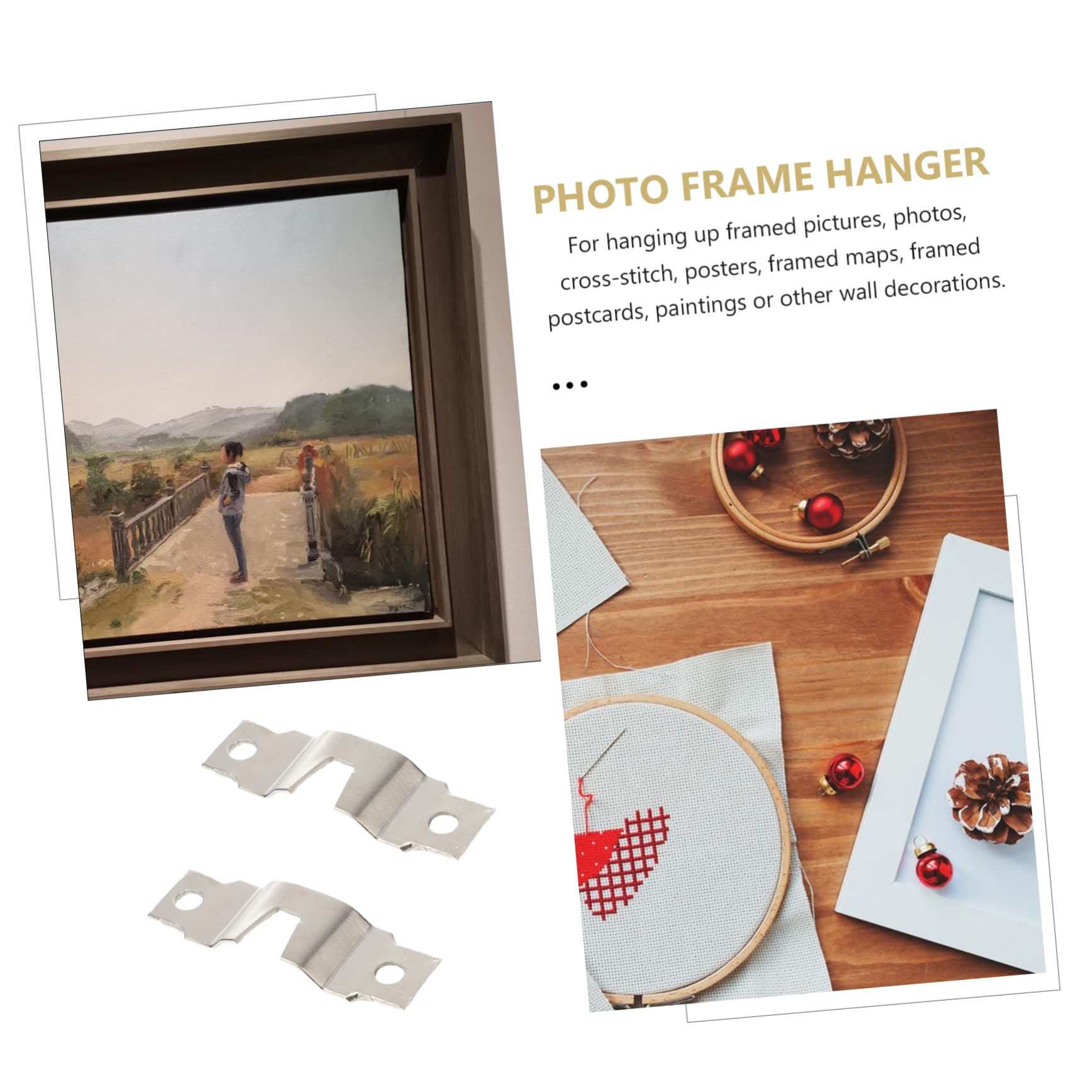jojofuny 10 Juegos De Colgadores Para Marcos De Fotos Ganchos De Doble Agujero Tornillos En Forma De D Para Decoración De Pared De Fotos Para El Hogar Y La Oficina 50 Unidades X 10