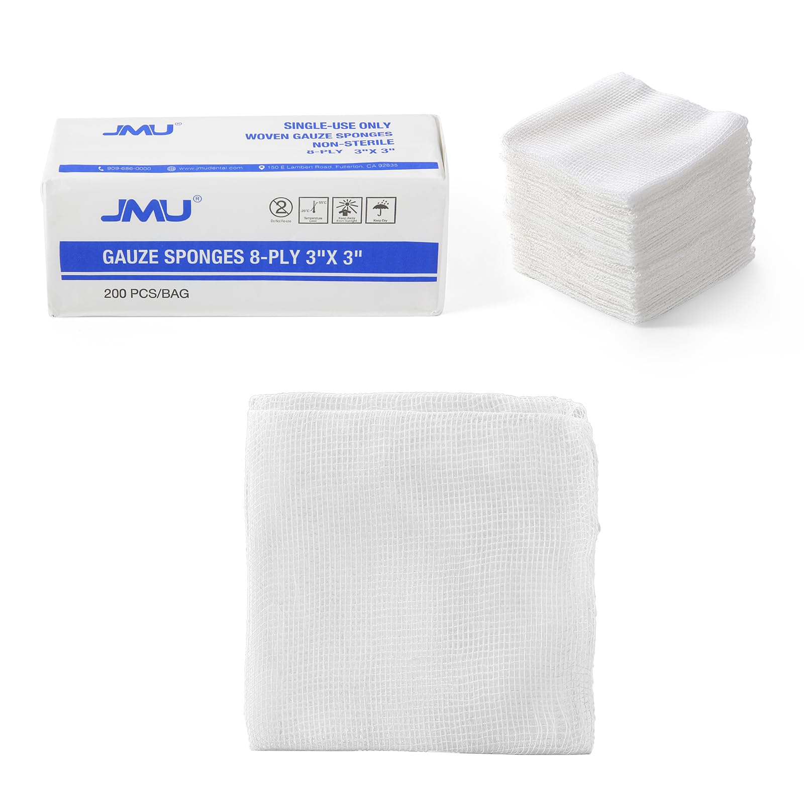 JMU 200 Woven Gauze Sponges 4x4, 8-Ply Non-Sterile Guaze Pads — Amazon image 10