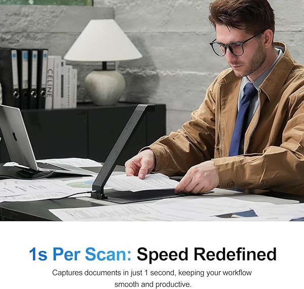 JOYUSING Scanpad100 tragbarer Dokumentenscanner, 13 MP USB-Dokumentenkamera, 1 s pro Scan, Aufnahmegröße A4, OCR, KI-Verbesserung, reisebereit, unterstützt Win & Mac & Linux (nicht für Bücher) - 3