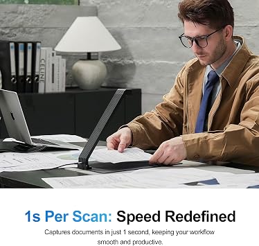 JOYUSING Scanpad100 Most Portable Document Scanner, 13MP USB Document Camera, 1s Per Scan, Capture Size A4, OCR, AI Enhancement, Travel-Ready, Support Win & Mac (Not for Books)