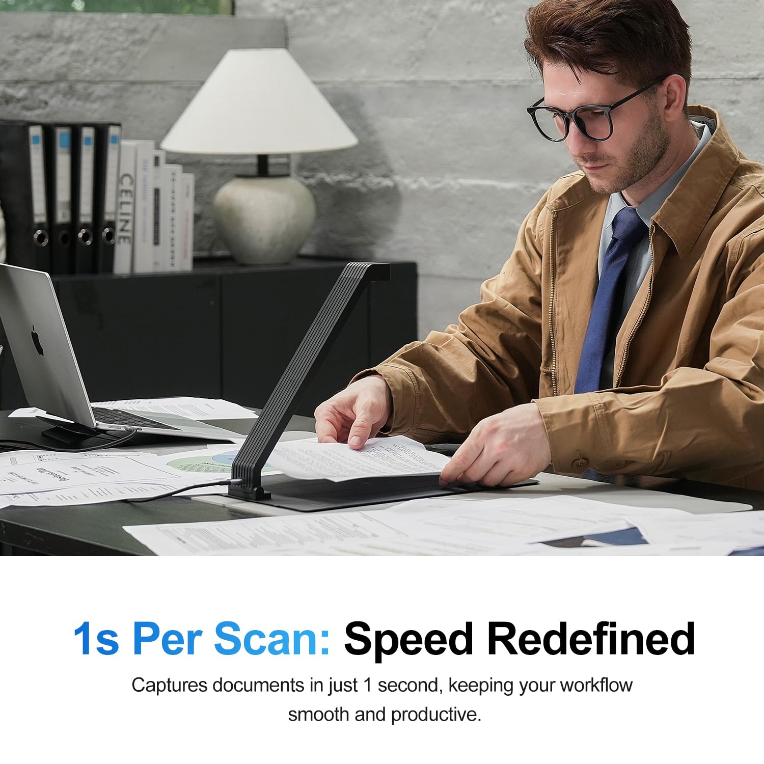 JOYUSING Scanpad100 tragbarer Dokumentenscanner, 13 MP USB-Dokumentenkamera, 1 s pro Scan, Aufnahmegröße A4, OCR, KI-Verbesserung, reisebereit, unterstützt Win & Mac & Linux (nicht für Bücher)