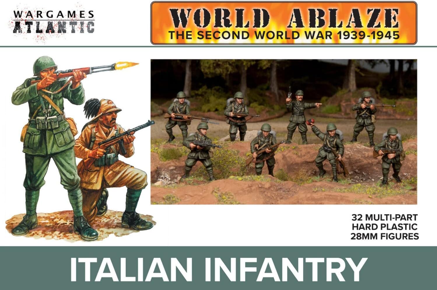 Wargames Atlantic World Ablaze - The Second World War 1939-1945: Italian Infantry (32 Multi Part Hard Plastic 28mm Figures)…