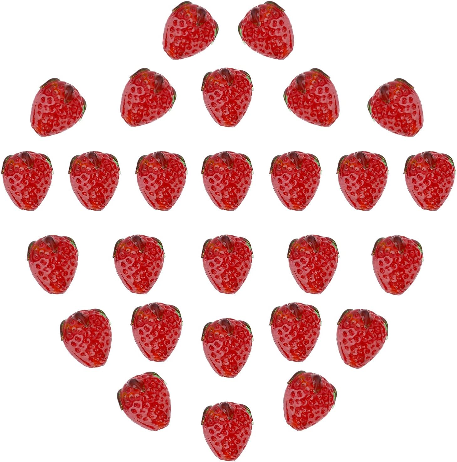 PH PandaHall 30pcs Strawberry Beads, 3D Fruit Beads Lampwork Glass Beads Spacer Loose Beads Red Imitation Strawberry Pendants for Spring Summer Bracelets Necklace Earring Christmas Jewelry Making