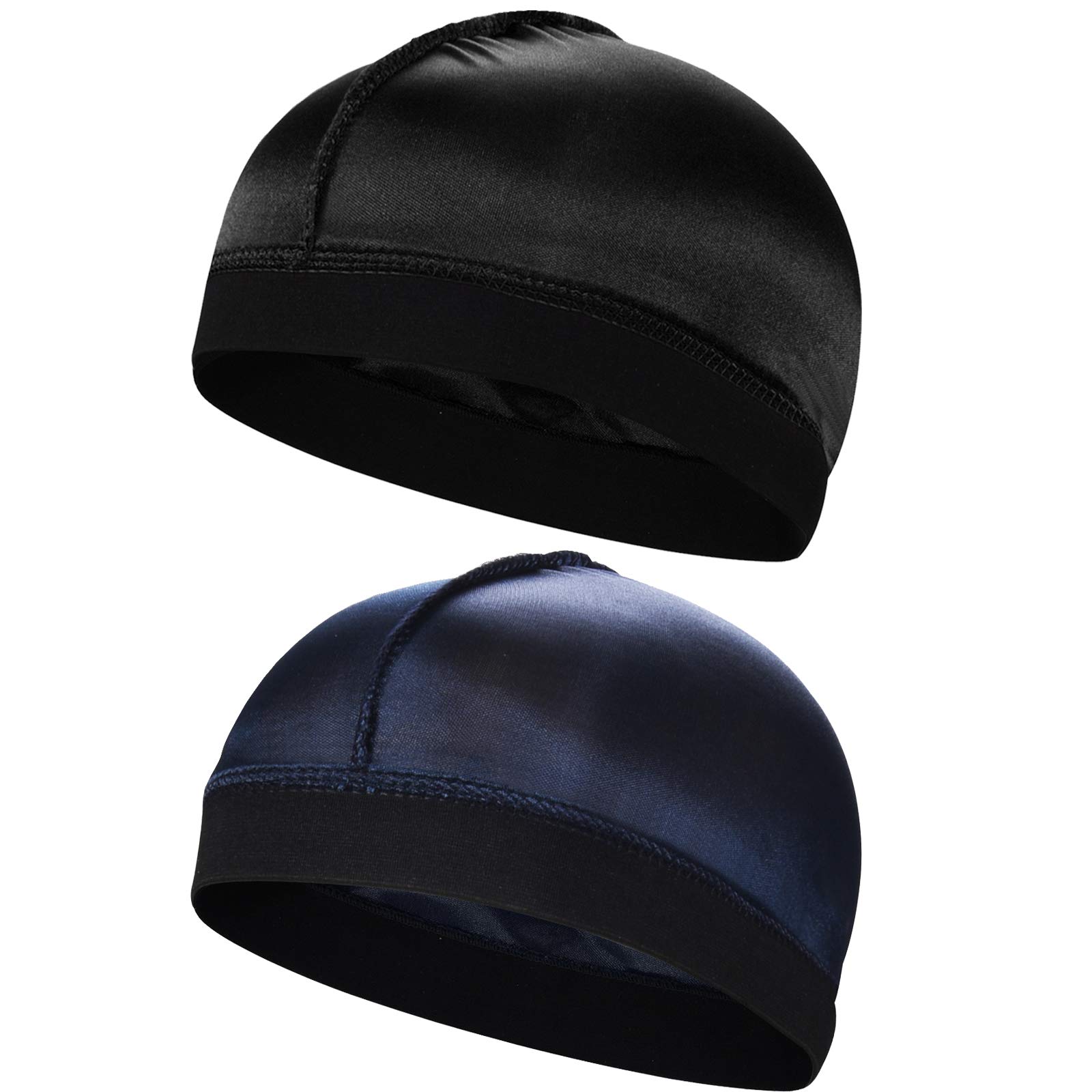 2pcs Silky Stocking Wave Cap, Satin Doo Rags Compression Cap