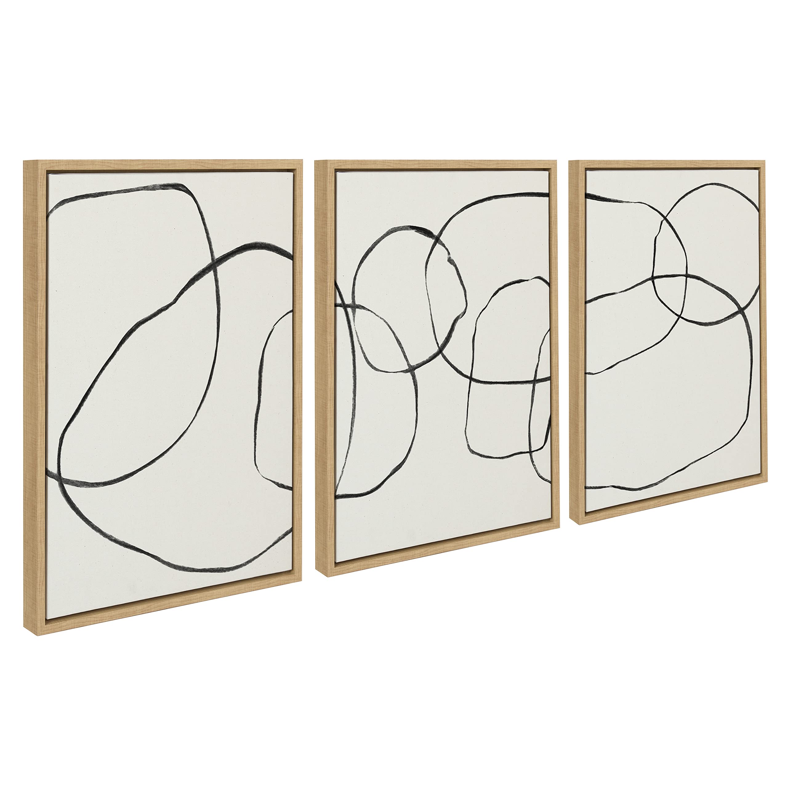 **SIMILAR TO** Kate and Laurel Sylvie Dancing Circles Black and White Framed Canvas Wall Art Set by Teju Reval of SnazzyHues, 3 Piece Set 18x24 Natural, Contemporary Abstract Wall Décor Art Set