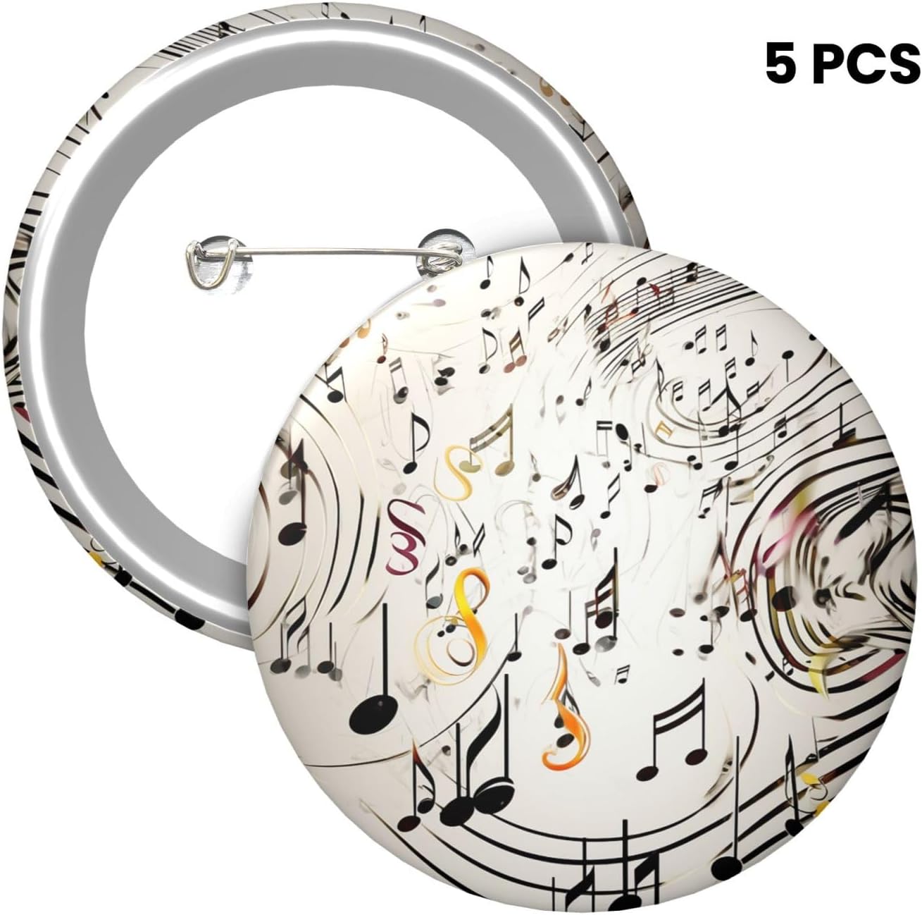 Music Notes Print Button Pins 1 Pc, 2.4 Inch Round Button Badges Metal Personalized Picture Photo Pin Buttons Kit For Craft Supplies Christmas Diy Party Projects image 2