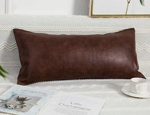Miniatura 2 de PANOD Fundas de almohada lumbar decorativas de 16 x 24 pulgadas fundas de almohada largas de piel sintética de alta calidad para sofá de granja cama