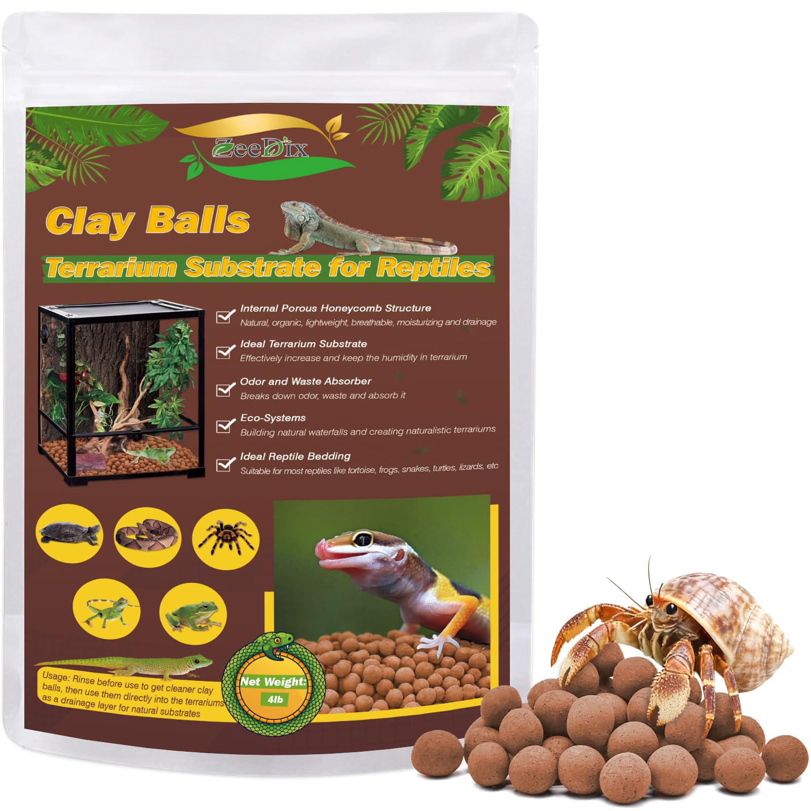 ZeeDix 4 LBS Leca Clay Balls for Reptile and Terrarium Substrate