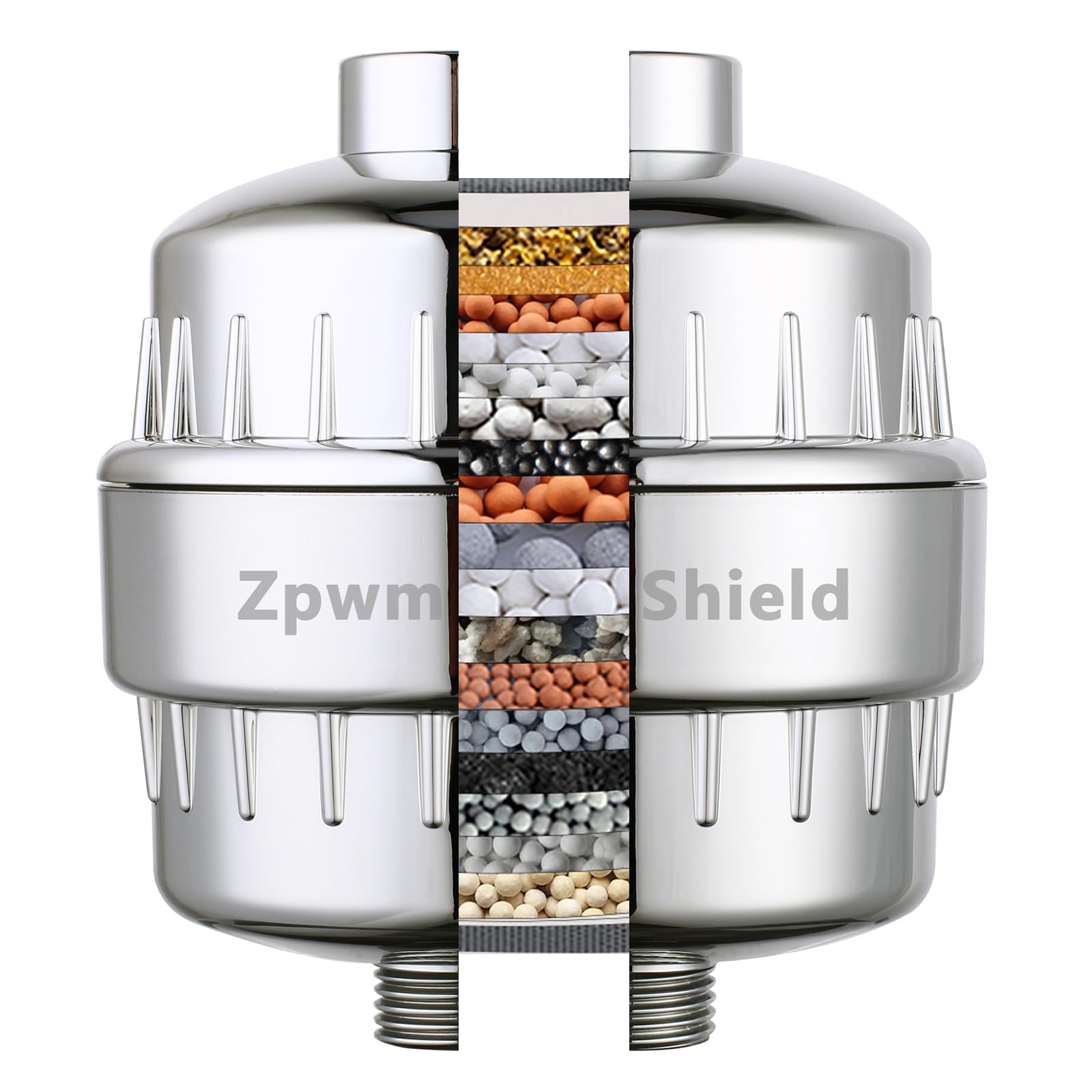 21stage shower filter. Suitable for hard water. Universal high-flow shower head filter removes chlorine, impurities, fluoride, heavy metals and odors Improve your skin, hair and nail condition, chrome