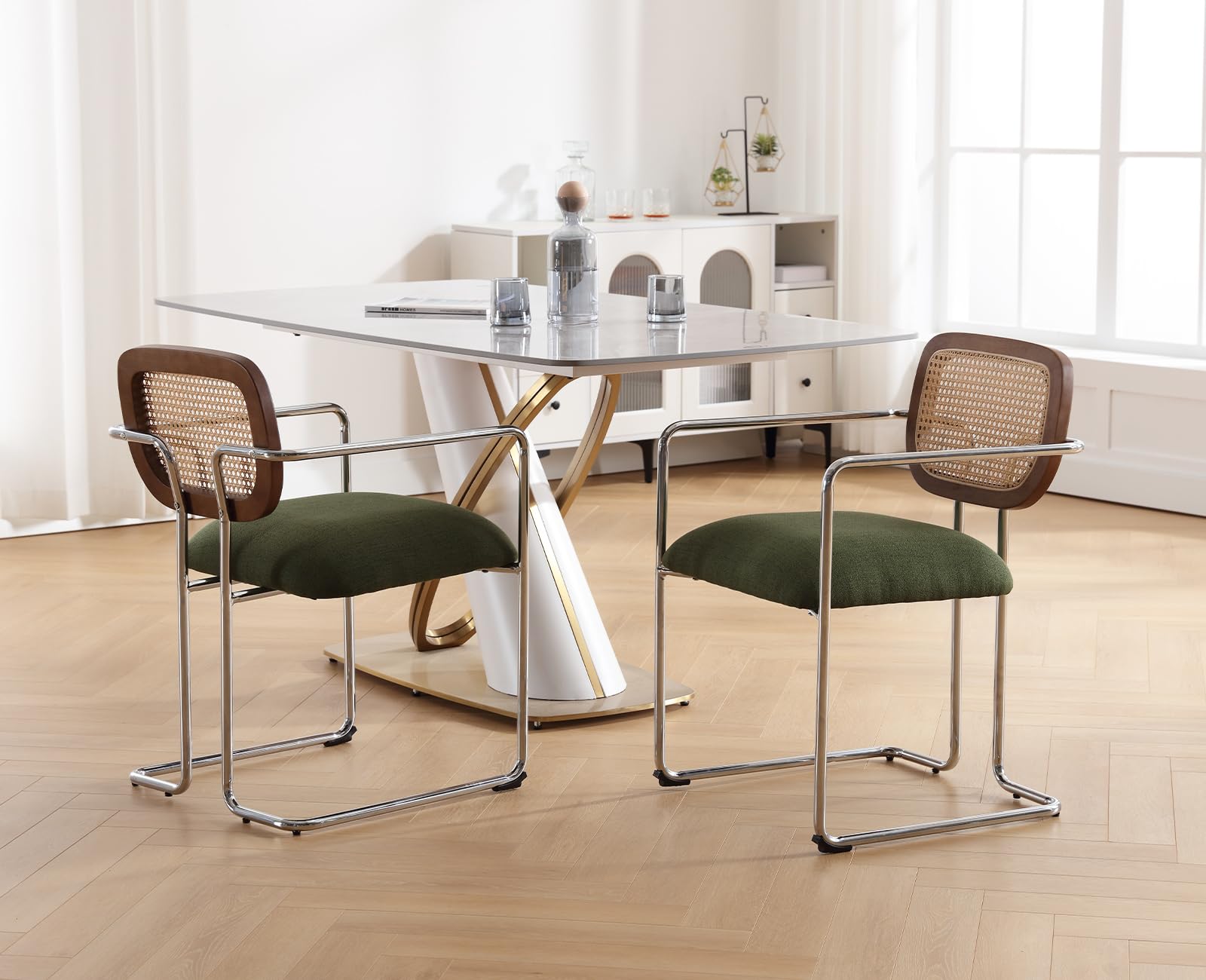 chairus Set di 2 Sedie da Pranzo Sedie da Cucina in Tessuto di Lino, Verde | sedie sala da pranzo sedie da cucina moderne sedie imbottite per pranzo