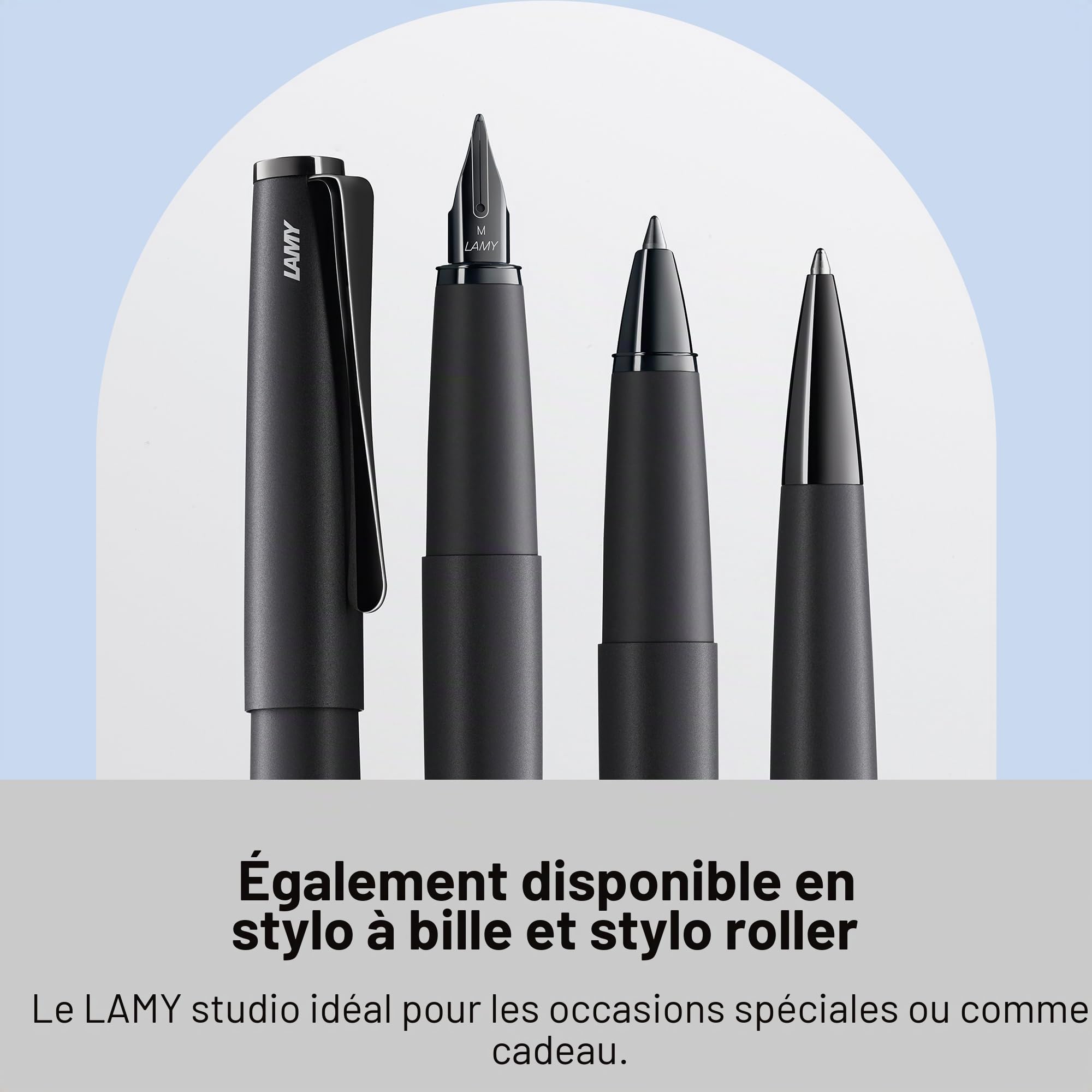 Lamy studio Lx all black - Stylo Plume dans un élégant corps en métal - plume en acier, noir PVD en largeur du trait F - avec cartouche d'encre bleue T 10