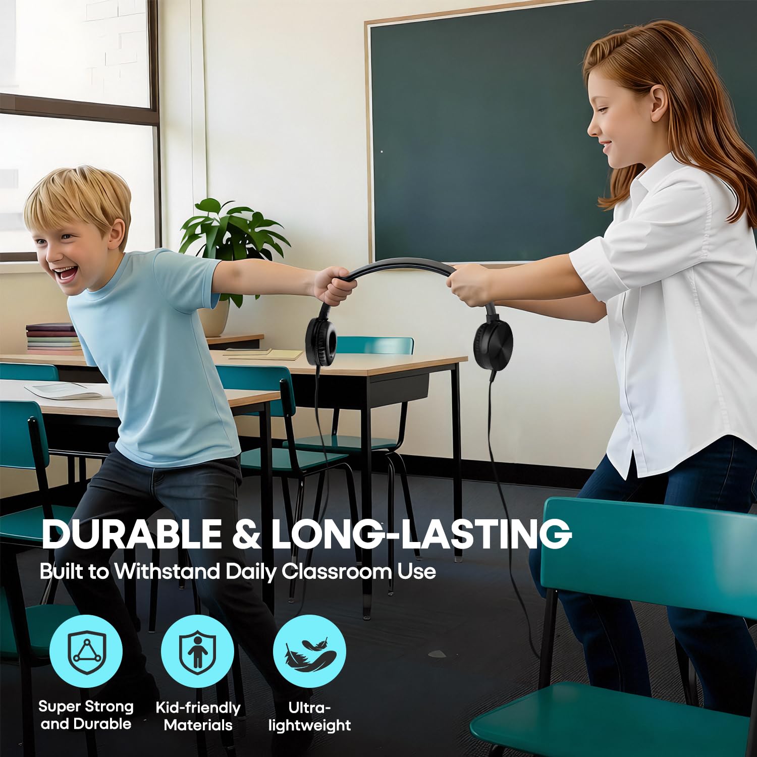 Wholeslae Lot de 12 écouteurs filaires durables pour l'école, la salle de classe, les étudiants, les tout-petits, les adolescents, les garçons, les filles et les adultes (HY450, noir)