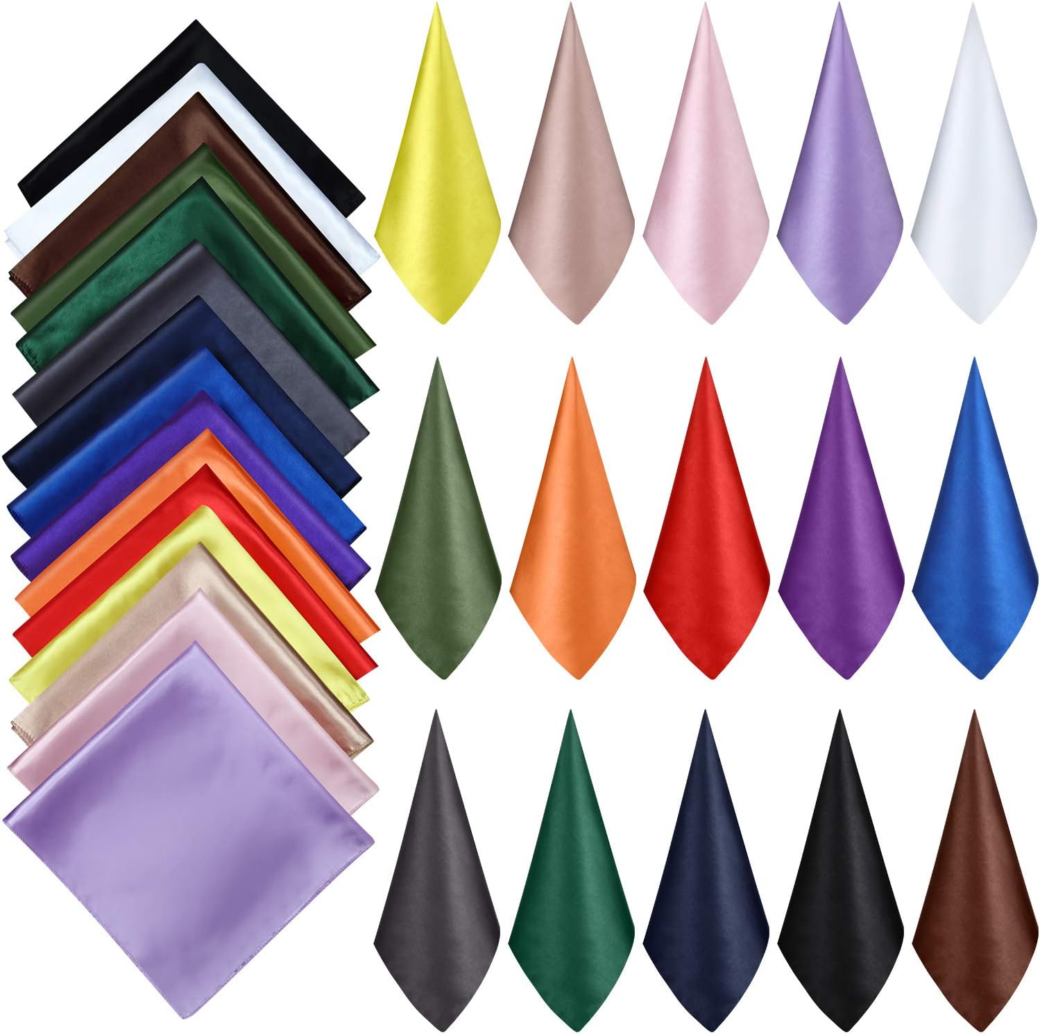 SATINIOR15 Pieces Women Square Neck Scarf Mixed Solid Colored Neckerchief Head Wraps Scarf Bandana