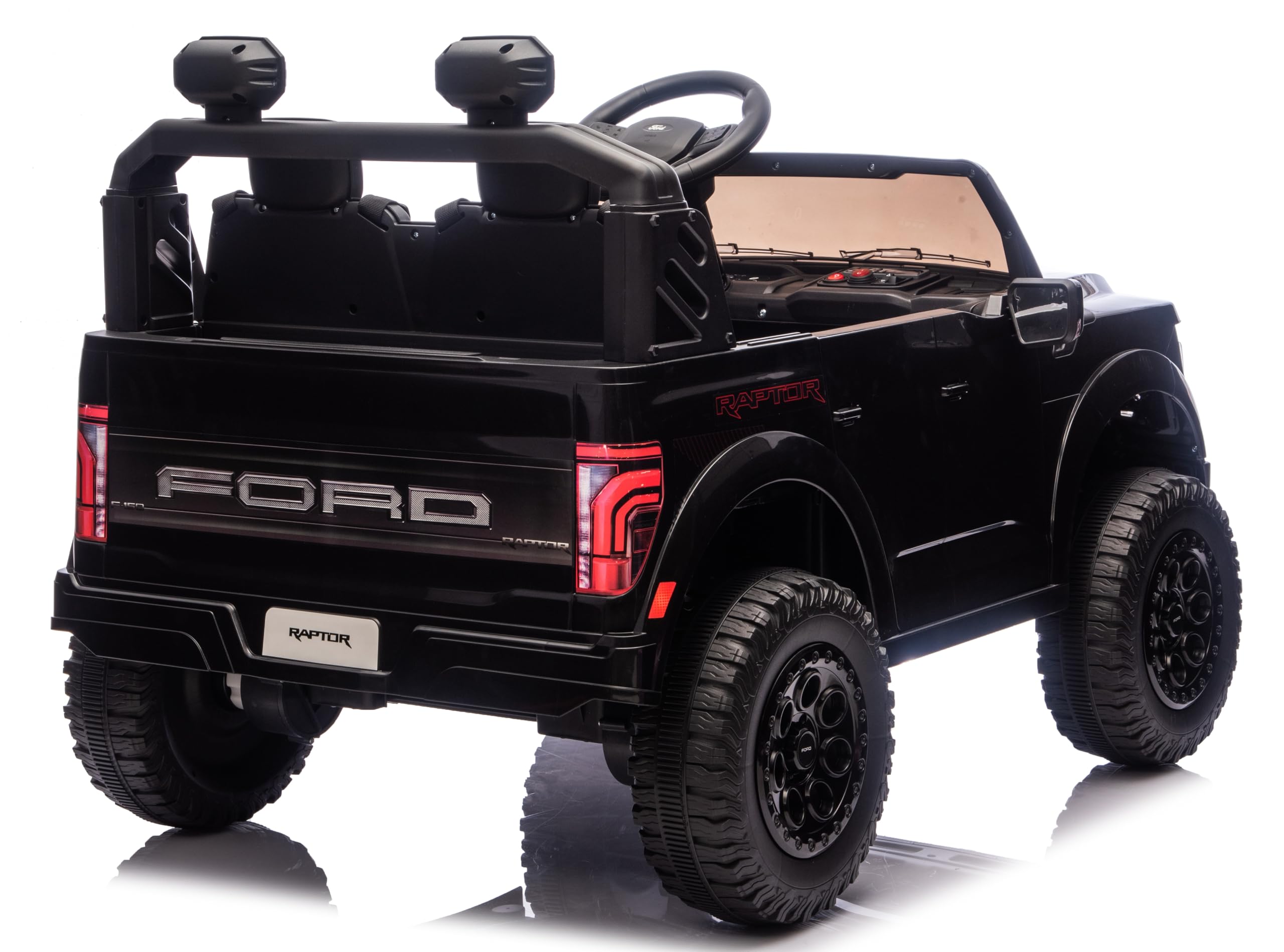 Ford F150 Raptor 24V Maxi Fuoristrada 2 Posti Auto Macchina Elettrica per Bambini Telecomando Luci a Led Bluetooth Ammortizzatori Carico Massimo 60 Kg Nero