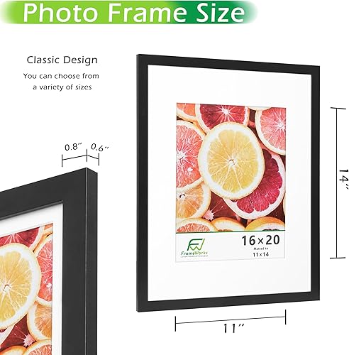Vista 140 de FrameWorks Marcos de fotos clásicos de madera de 11 x 14 a 8 x 10 pulgadas con vidrio templado, roble natural, paquete de 6