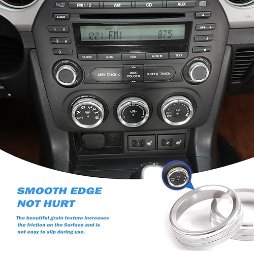 Miniatura 5 de Cubiertas de aleación para perilla de aire acondicionado interior de automóvil para Mazda MX-5 RF Miata 2009-2015 Cubierta de perilla de volumen